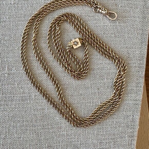 Victorian Pearl Slide Necklace Pocket Watch Chain 14k Yellow Gold 24" 18.7g - Picture 5 of 16